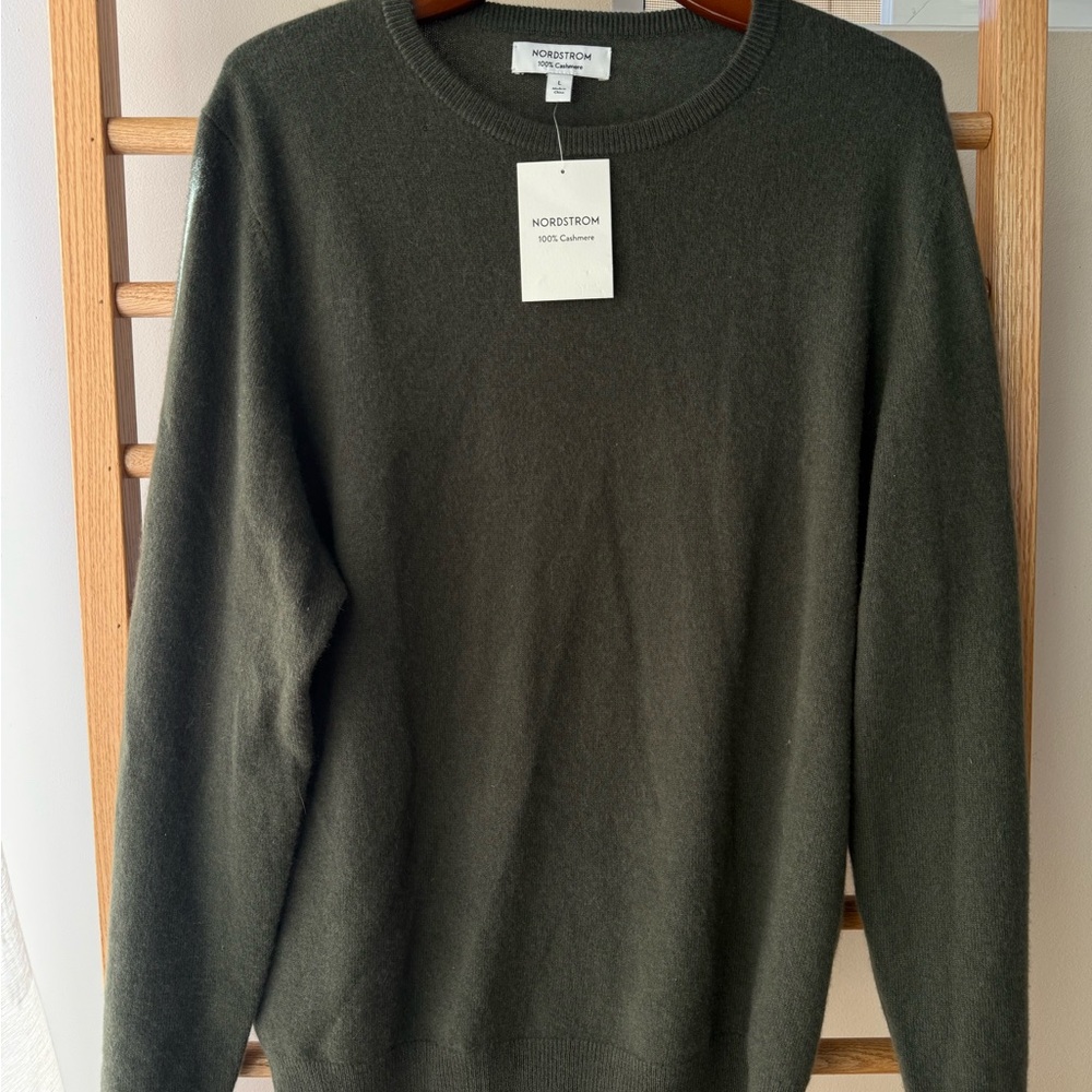 Nordstrom Men's Dark Olive Crewneck Sweater